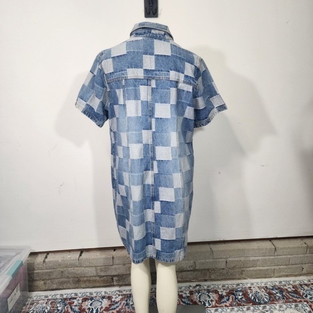 Ashley Stewart Blue Patchwork Denim Mini Dress - Picture 9 of 12